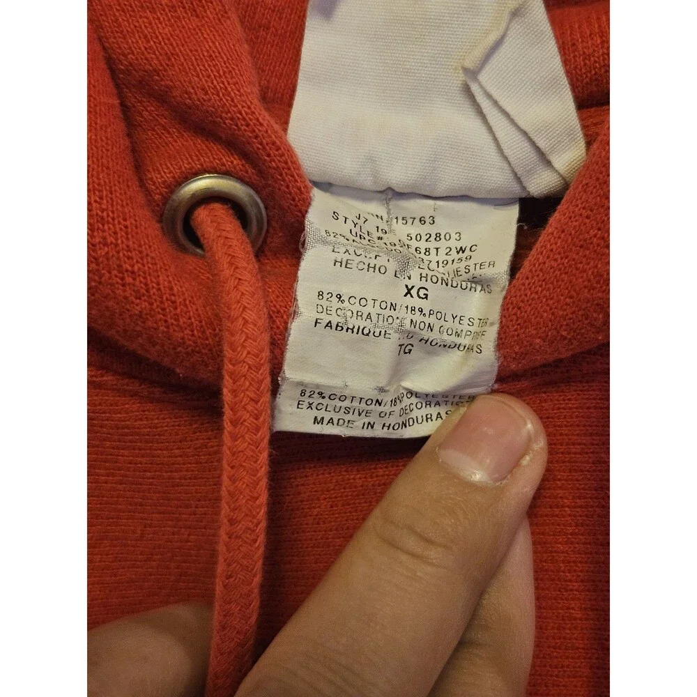 Vintage Y2K Champion Reverse Weave Hoodie XL Red Embroidered Logo Made Honduras